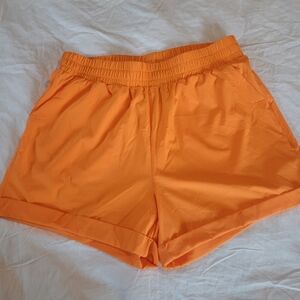Mono B Bright Orange Atheltic Shorts With Pockets Womens Size Large